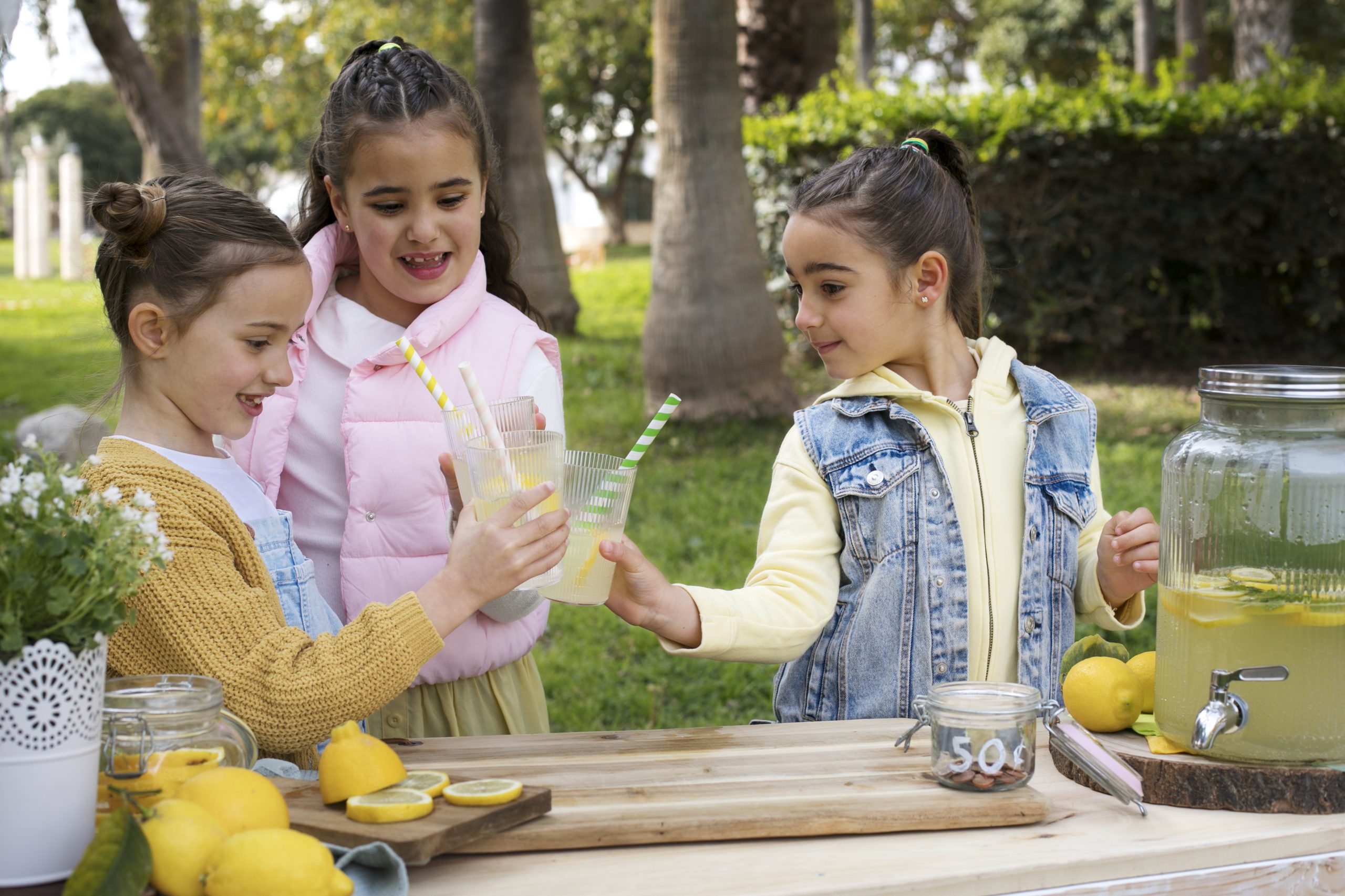 Copii la stand de limonadă