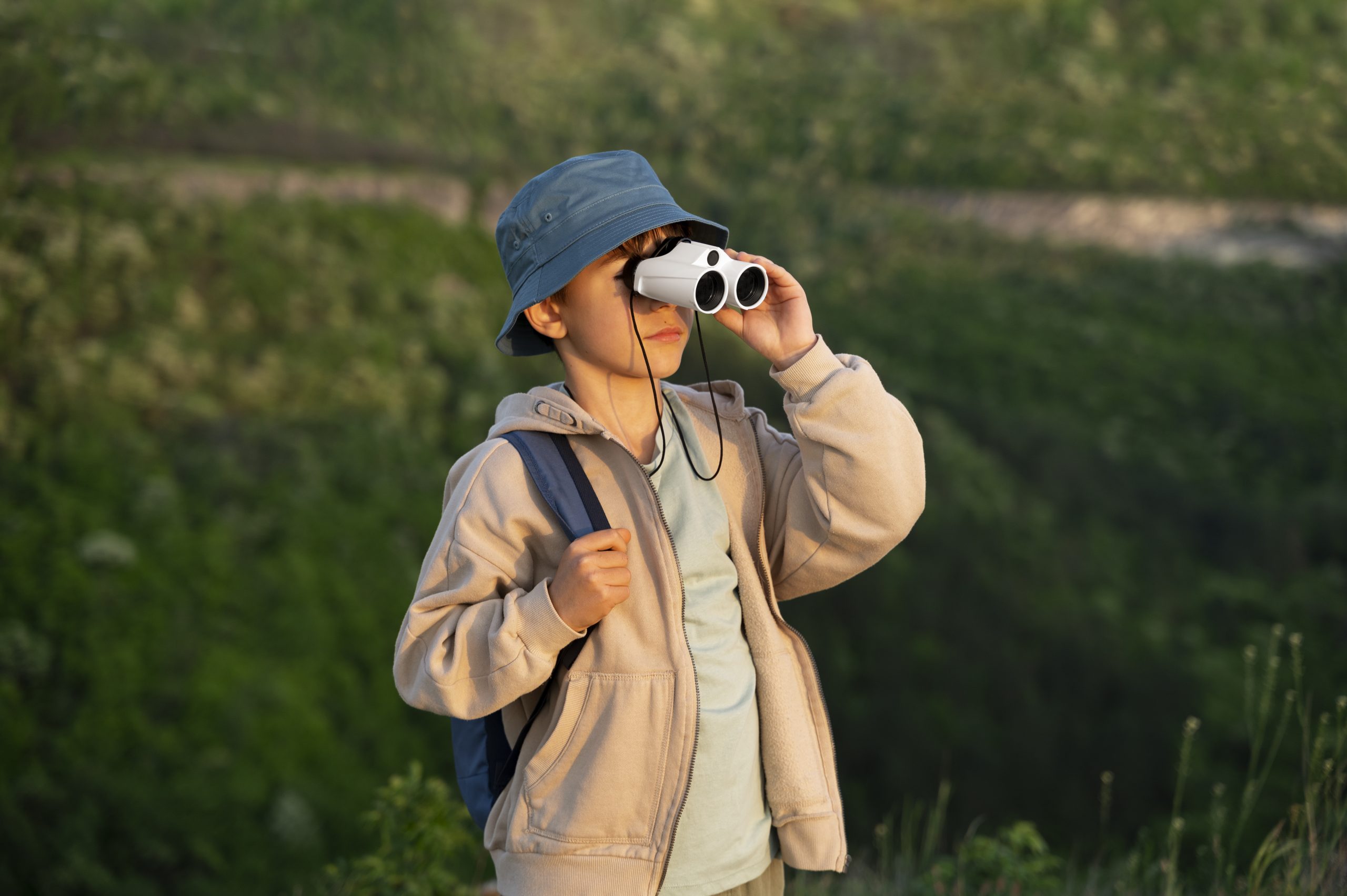 Copil explorând natura